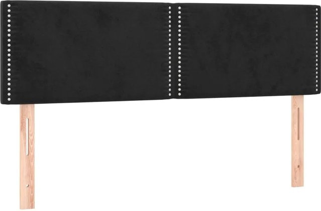 vidaXL LED Kopfteil in Schwarz aus Samt mit integrierter Beleuchtung und USB-Ladeanschluss, B: 144 cm, T: 5 cm, H: 78-88 cm - Bild 1