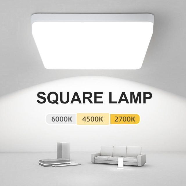 Moderne quadratische LED-Deckenleuchte von DIBILUN in Weiß für Wohnzimmer und Schlafzimmer - Bild 1
