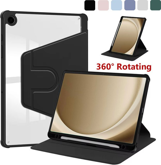 Samsung Galaxy Tab A9 Plus 11 Zoll 2023 360 Grad drehbare Acryl-Schutzhülle in Transparent mit Stiftschlitz - Bild 1