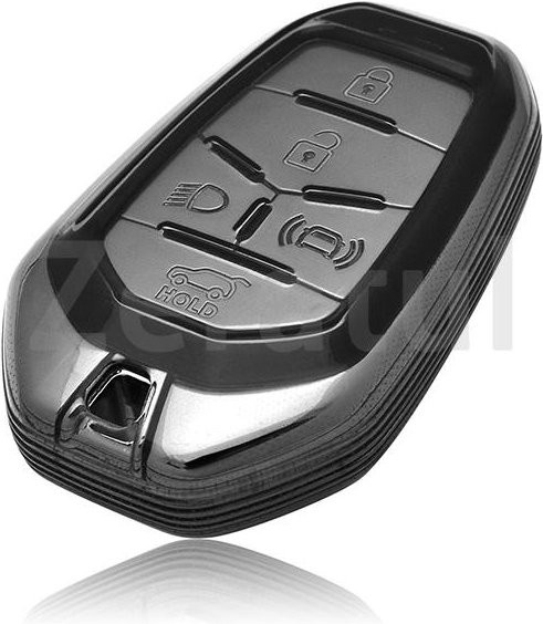 TPU Autoschlüsselhülle mit Schlüsselanhänger als Schutzhülle für Ssangyong Rexton Y400 Y450 G4 Keyless in Grau - Bild 1