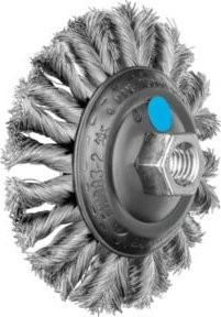 PFERD COMBITWIST Kegelbürste KBG für Winkelschleifer, Farbe Silber, Edelstahl-Draht-Ø 0,35 mm, Durchmesser: 115 mm, Breite: 15 mm, Gewinde: M14 - Bild 1