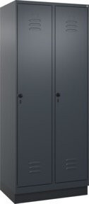 C+P Spind Classic PLUS Spind mit Sockel, 2 Abteile, Anthrazit/Schwarz, B/T/H: 80 x 50 x 195 cm, mit Sicherheits-Drehriegel und 4 Garderobenhaken - Bild 1