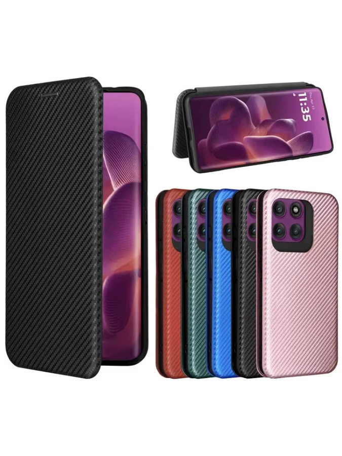 Magnetische Leder-Brieftaschenhülle mit Kohlefaser-Abdeckung für Motorola Edge 70 60 50 40 Ultra Pro Fusion Neo G67 G06 G86 G56 G15 G05 G75 G54 in Grün - Bild 4