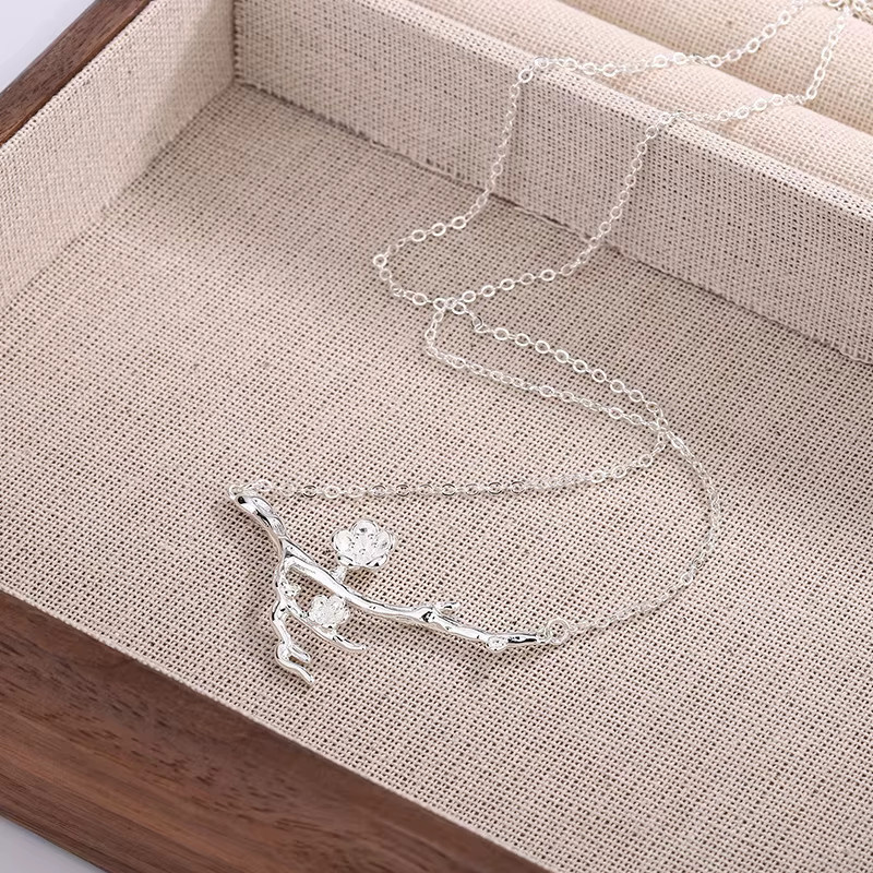 Halskette Zweige Sakura, 925 Silber, Unisex - Bild 3