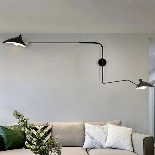 Nordische minimalistische LED-Wandleuchte aus Metall in Schwarz, verstellbarer Arm für Wohnzimmer, Schlafzimmer und Arbeitszimmer - Bild 1