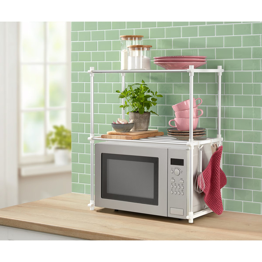 Mikrowellenregal Ruco in Weiß und Silber aus Metall mit modernem Design - Bild 2