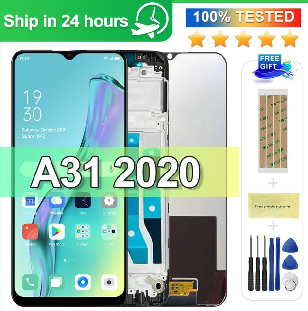 OPPO A31 2020 LCD Display Touchscreen Digitizer mit Rahmen in Schwarz, 6,5 Zoll - Bild 1
