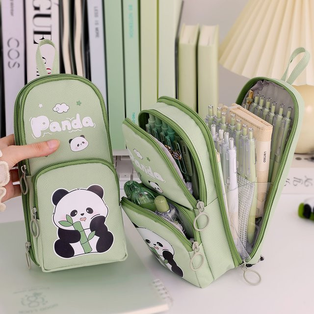 Langlebiges Federmäppchen mit Panda-Design in Braun für Schüler und Studenten - Bild 1