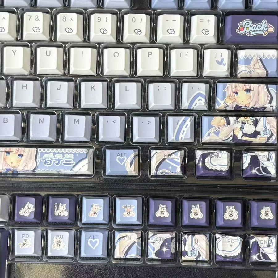 Nekopara Vanilla Cherry Profile Tastenkappen für mechanische Tastaturen, 122 Tasten, Multicolour und Transparent, Anime Sammlerstück - Bild 3