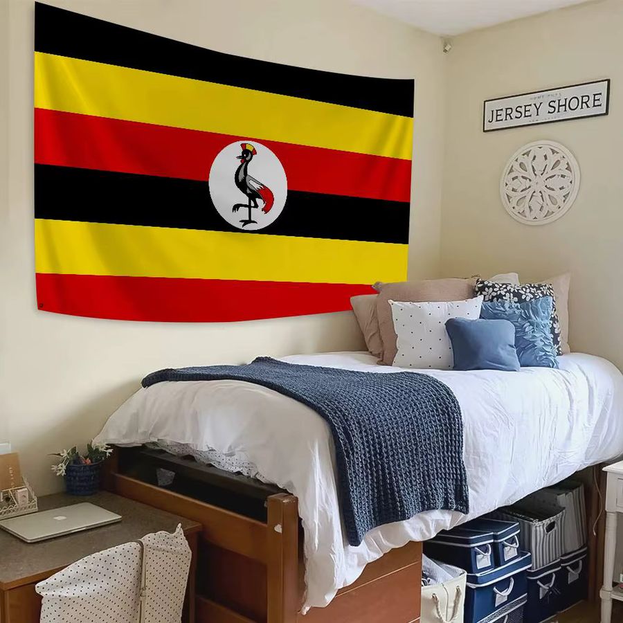 Uganda-Flagge als Banner aus Polyester mit Ösen für Outdoor-Dekoration und Raumästhetik, Multicolor - Bild 2