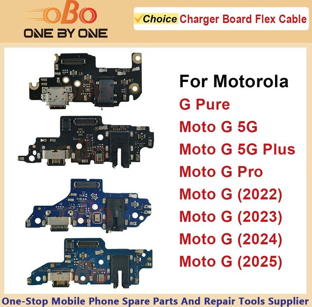 USB-Ladestation für Motorola Moto G Pure Pro 5G mit USB-C Anschluss Flexkabel in Schwarz - Bild 1