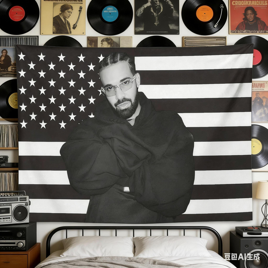 Drake Hip Hop Fan Wandteppich von JMG Household Supplies, Schwarz-Weiß, Polyester, B x H: 40 x 60 cm - Bild 2