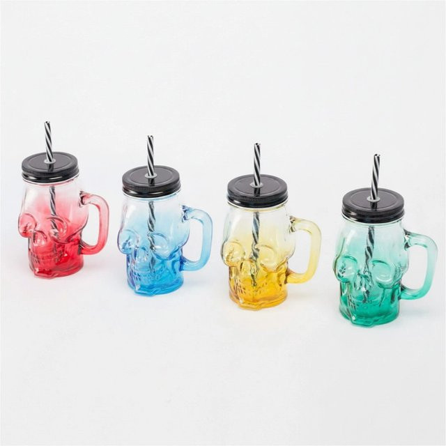 Relaxdays Trinkgläser aus Glas mit Deckel, 4er Set, Mehrfarbig - Bild 1
