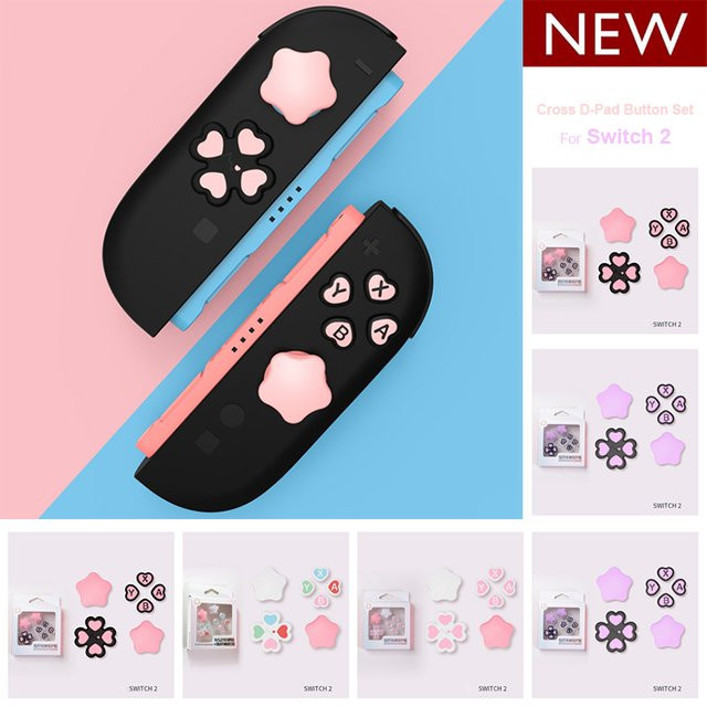 Silikon D-Pad-Knopfkappen-Set für Nintendo Switch 2 und Joy-Con inklusive ABXY-Tasten-Aufklebern - Bild 1