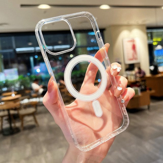 AKABEILA Magnetische transparente MagSafe Telefonhülle für iPhone 17, 16, 15, 14, 13, 12, 11 Pro Max, stoßfeste klare Abdeckung für kabelloses Laden - Bild 1