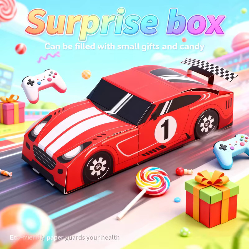 Rennwagen Geschenkboxen aus Papier in Rot für Geburtstag und Party-Dekoration - Bild 2