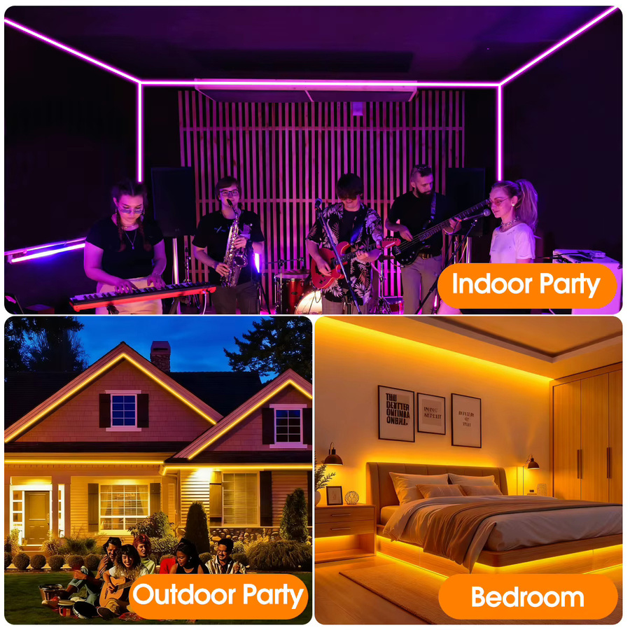 Flexible RGB LED Neon Flex Lichterkette in Multicolour mit App- und Fernbedienung, wasserdicht, schneidbar und mit Musik-Synchronisierung für Gaming und Party - Bild 3