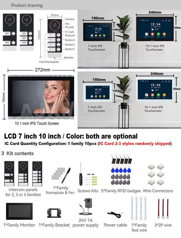 Tuya WIFI Video-Gegensprechanlage mit 7-Zoll-Touchmonitor und 2-Draht-Anschluss in Weiß - Bild 5