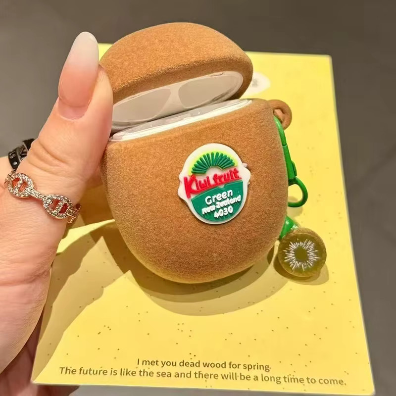 3D Kiwi Silikon Schutzhülle für Apple AirPods 1 2 3 Pro und AirPods 4 in Grün und Braun - Bild 3