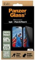 PanzerGlass Privacy Displayschutzglas Ultra-Wide Fit für Apple iPhone 16 und iPhone 15 mit EasyAligner - Bild 2