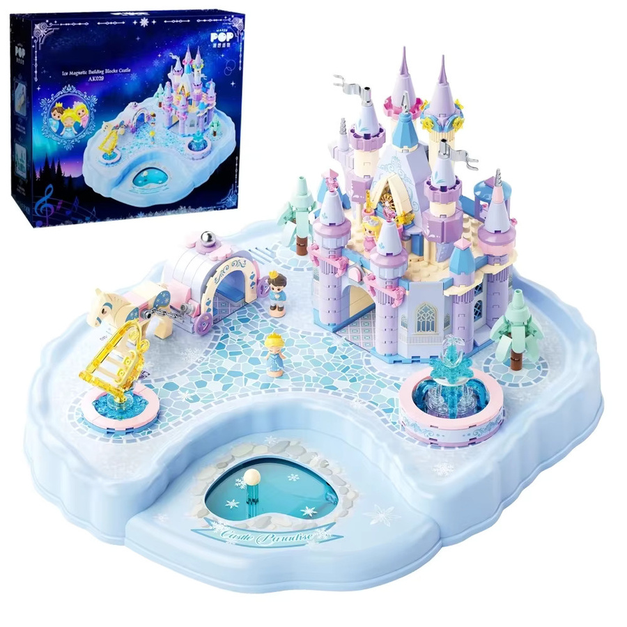 yaafun Prinzessin Schloss Bausteine Modell, Magnetische Musik, Eis Schnee Thema - Bild 2