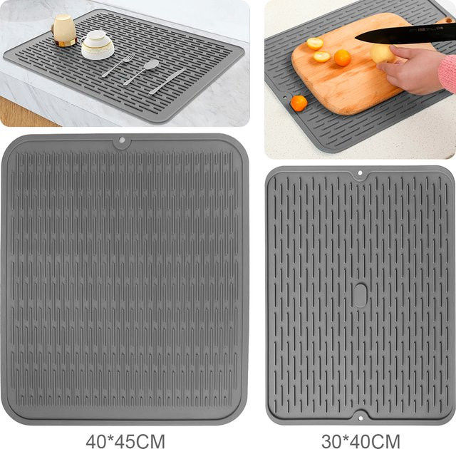 Willstar Silikon-Abtropfmatte für die Küchentheke, Grau, B: 45,7 cm, T: 40,6 cm - Bild 1