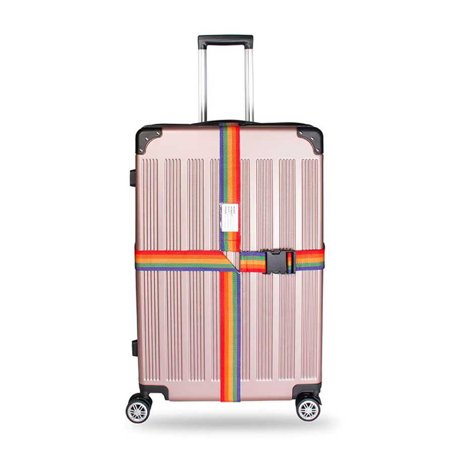 Regenbogen-Koffergurte mit Namensaufkleber und Kofferschnallenriemen in Multicolour und Schwarz - Bild 2