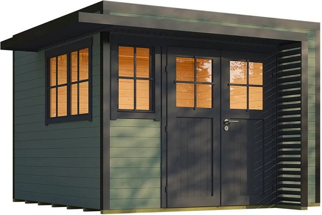 Weka Gartenhaus Amberley mit 2 Fenstern und Flachdach in Graugrün/Anthrazit B/T: 300 x 300 cm - Bild 1