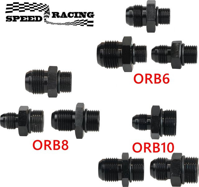 SPEEDRACING Aluminium Flare Anschluss Adapter für Lachgas-Kraftstoffschläuche, gerade Stecker-zu-Stecker Verbindung, Schwarz - Bild 1