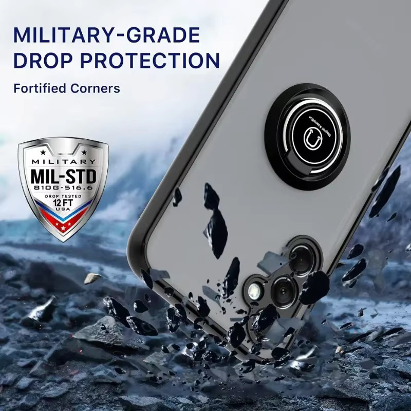 Magnetische Silikon-Handyhülle mit Ringhalter für Samsung Galaxy S24 Ultra S23 S22 Plus S21 FE A05 A05S A15 A25 A35 A55 A54 A34 in Schwarz - Bild 4