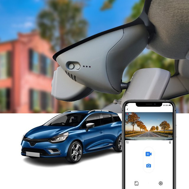 Fitcamx 4K Dash Cam mit WIFI und Nachtsicht für Renault Clio 4, Megane 3, Twingo, Laguna 3 und Smart W453, Schwarz - Bild 1