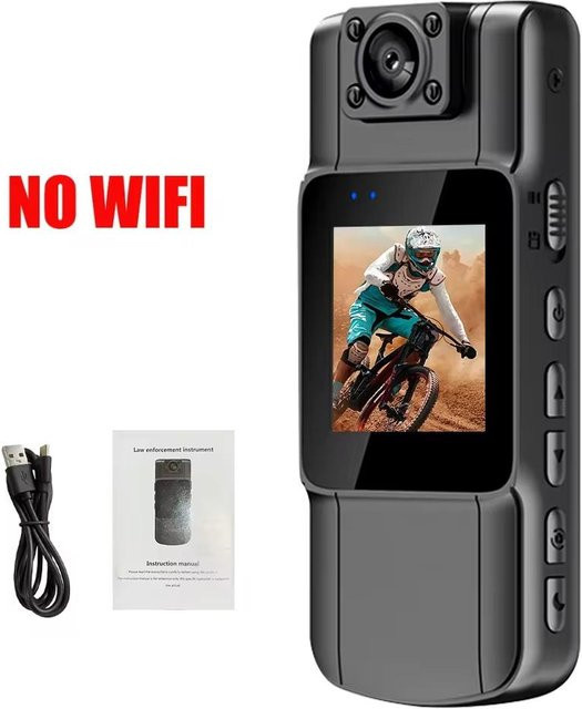 LS VISION 4K HD WiFi Mini-Kamera mit Handheld-Rückclip, Bodycam mit IR-Nachtsicht und digitalem Videorecorder in Schwarz - Bild 1