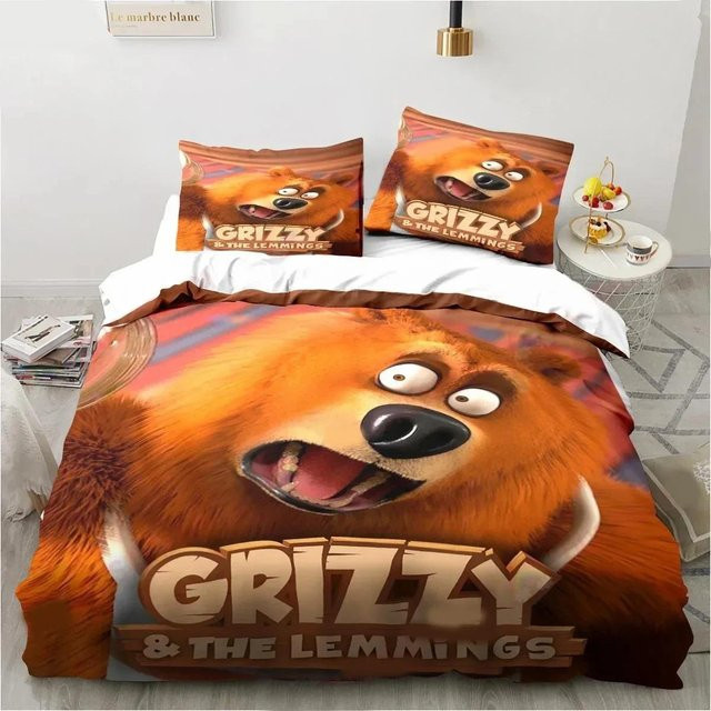 Bettwäsche-Set Grizzy und die Lemmings von Jinmeige mit Bettbezug und Kissenbezug, Mehrfarbig, B/H: 135 x 200 cm - Bild 1