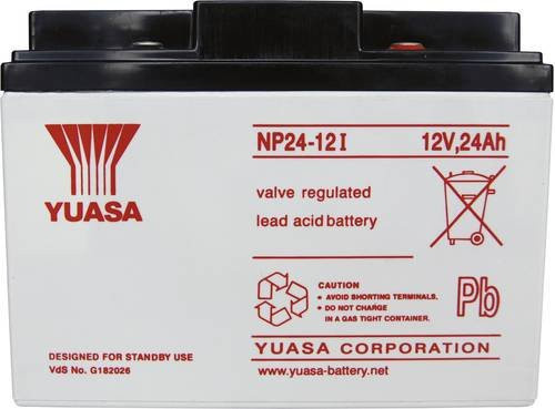 Yuasa NP24-12 Blei-Vlies (AGM) Akku 12V 24Ah mit M5-Schraubanschluss B/H/T: 166 x 125 x 175 mm - Bild 1