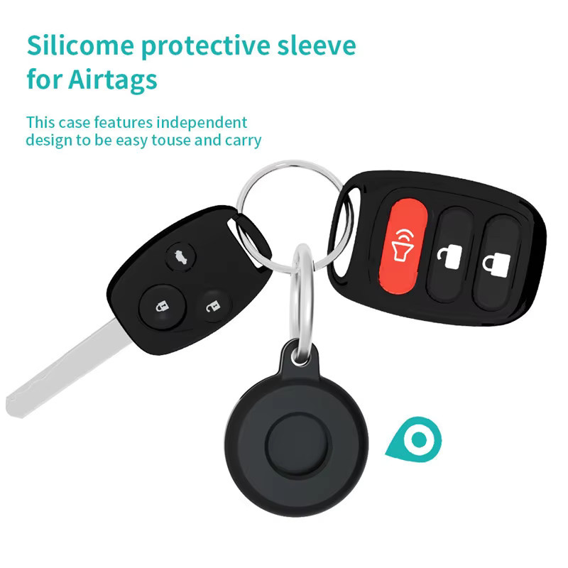 Silikon Schutzhülle für Apple AirTag mit Schlüsselbund in Orange - Bild 3