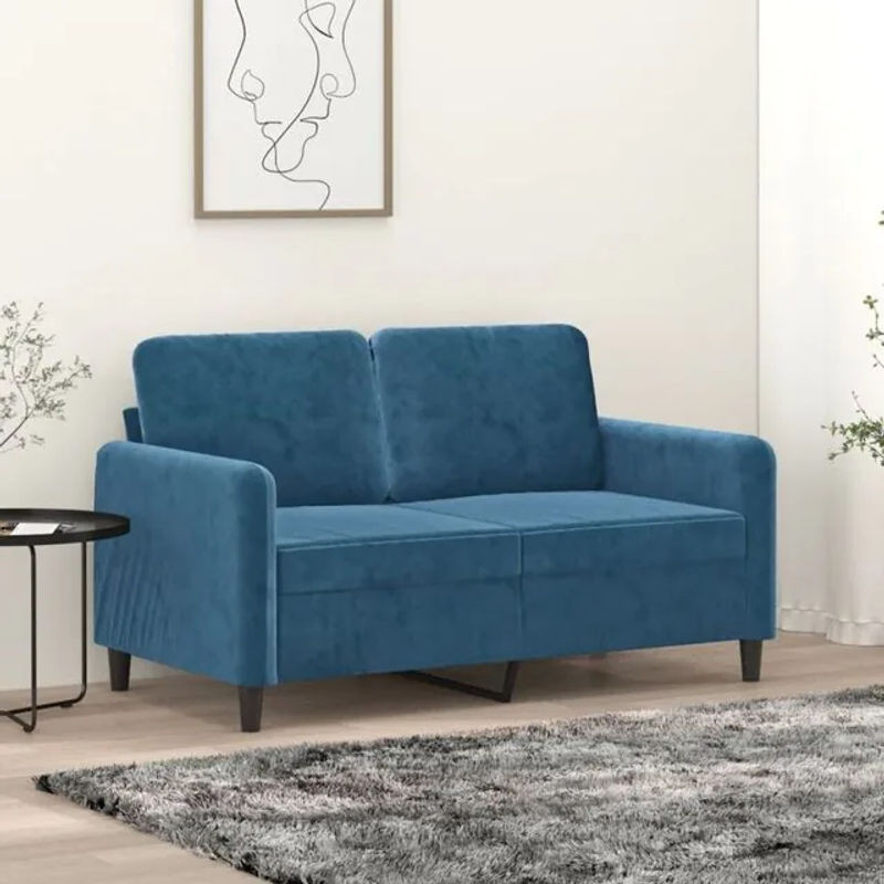 Modernes 2-Sitzer-Sofa aus Samt in Blau von Vidaxl, Breite: 138 cm - Bild 1