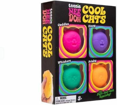 Commodity Jewel Teenie Nee Doh Cool Cats, 4er-Pack, Mini-Katzen Fidget Spielzeuge, weiche knetbare Stressabbau Sensorische Quetschspielzeuge - Bild 1