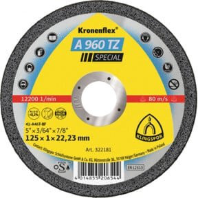 Klingspor A 960 TZ Trennscheibe Gelb Durchmesser: 125 mm, Dicke: 1 mm, Bohrung: 22,23 mm - Bild 1