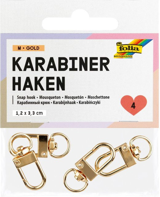 folia Karabinerhaken, 4 Stück, Gold - Bild 1