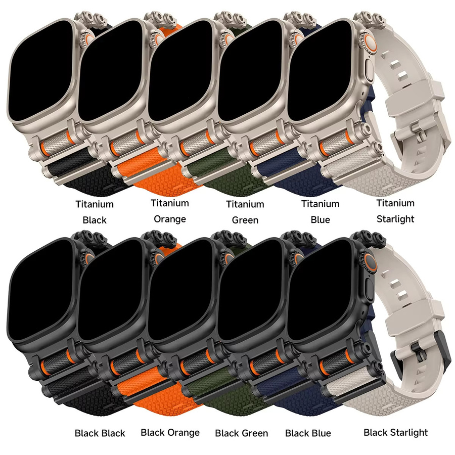 CAOWTAN Sportarmband, Kautschuk, Metall, Apple Watch Ultra 2 49mm 46mm 45mm 44mm - Bild 6