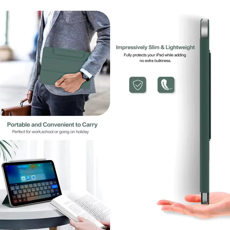 Magnetische Schutzhülle für Apple iPad Pro 11 und 12,9 sowie iPad Air 4 5 6 7 und iPad Mini 6 mit abnehmbarem Magnetverschluss in Weiß und Grün - Bild 5