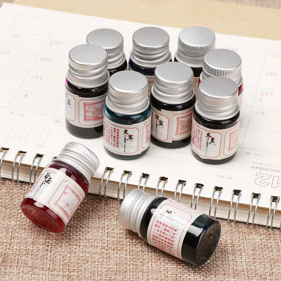 24 Farben Kalligraphie Glitzer-Tinte für Füllfederhalter im Set, Multicolour, 5 ml pro Flasche - Bild 2