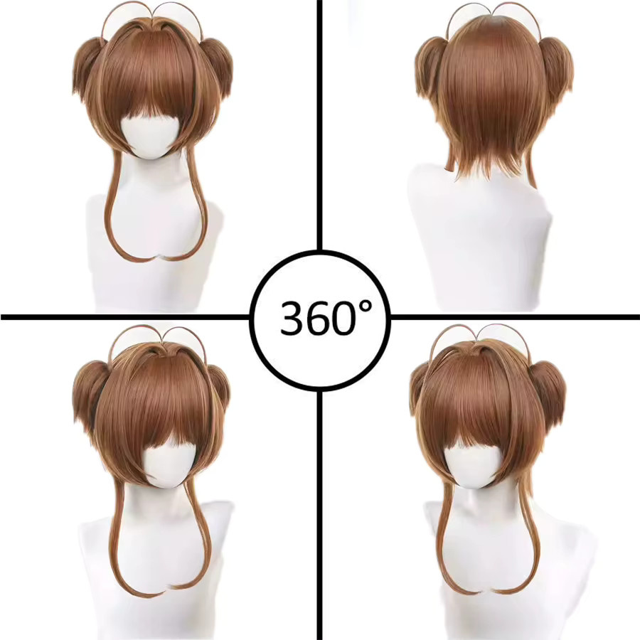 allaosify Sakura Kinomoto Cosplay Perücke, synthetisch, Damen - Bild 4