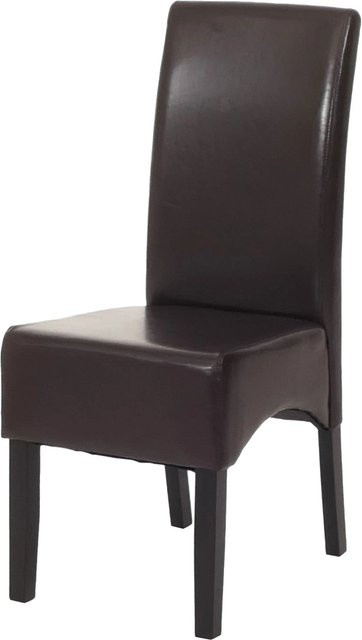 CHEFGASTRO Esszimmerstuhl aus Kunstleder in Braun mit dunklen Beinen, B/T/H: 90 x 43 x 56 cm, Sitzhöhe: 45 cm - Bild 1