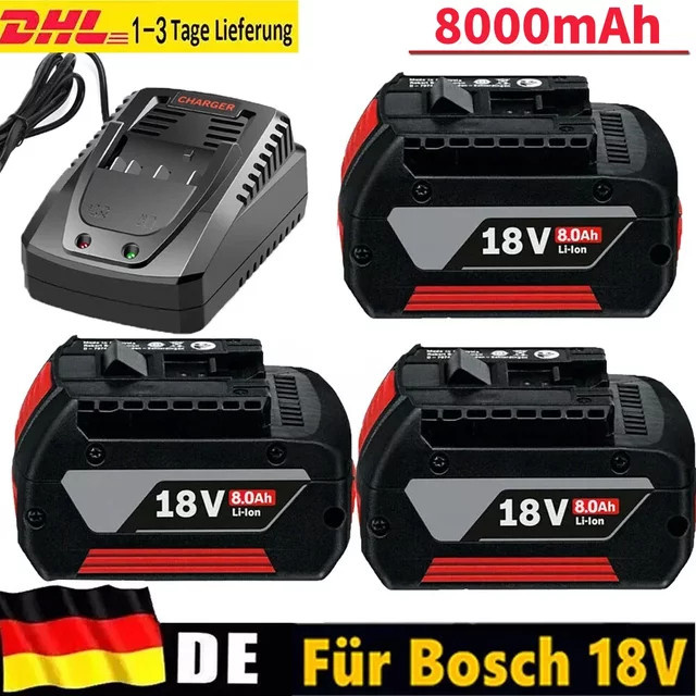 Bosch GBA 18V 8,0Ah Professioneller Li-Ionen-Akku mit LED in Schwarz für Bosch 18V Ladegeräte - Bild 1