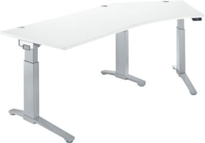 Schäfer Shop Genius ERGOSTYLE S Schreibtisch elektrisch höhenverstellbar, C-Fuß, weiß/weißaluminium, B: 216,5 cm, T: 80 cm, H: 71,5-118,2 cm - Bild 1