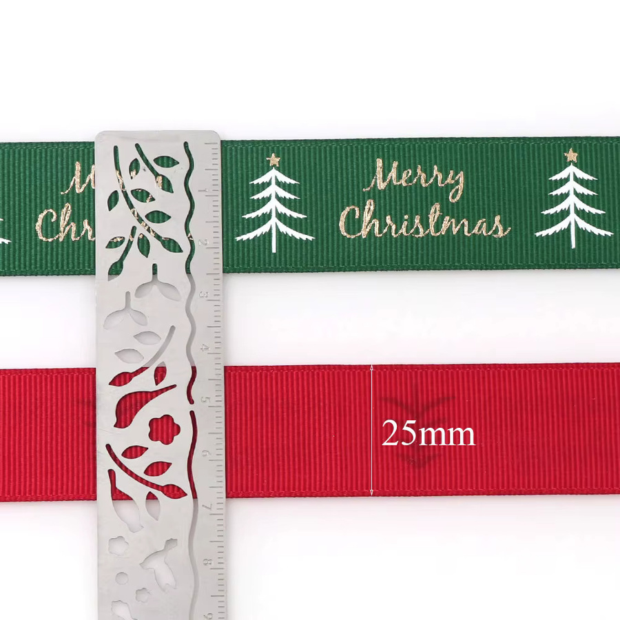 Aogue Weihnachtsbaumband Streifen in Grün und Rot, 5 Yards DIY-Dekoband für Geschenke und Weihnachtsdekoration - Bild 4