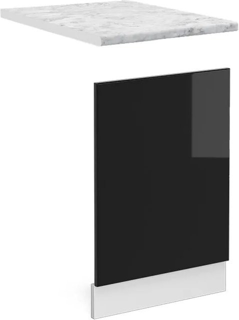 Vicco Frontblende R-Line Geschirrspüler Fronttür in Schwarz Hochglanz und Weiß AP Marmor aus Kunststoff - Bild 1