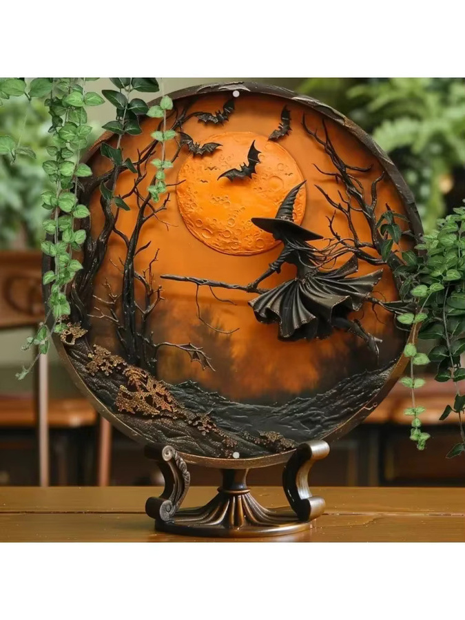 CIFBUY Halloween Besen Wanddekoration aus Aluminium in Mehrfarbig, Rustikale Metalldekoration für den Garten - Bild 6