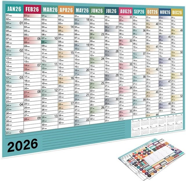 Großer Wandkalender 2026 als Jahresplaner und Agenda-Organizer mit To-Do-Liste und Zeitplan in Multicolour - Bild 1